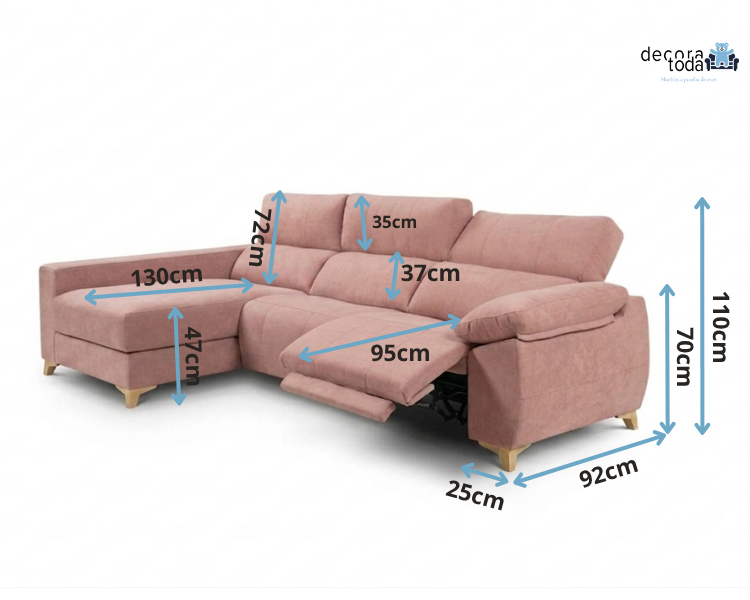 Sofá chaise longue relax - Leo | Botonera Individual