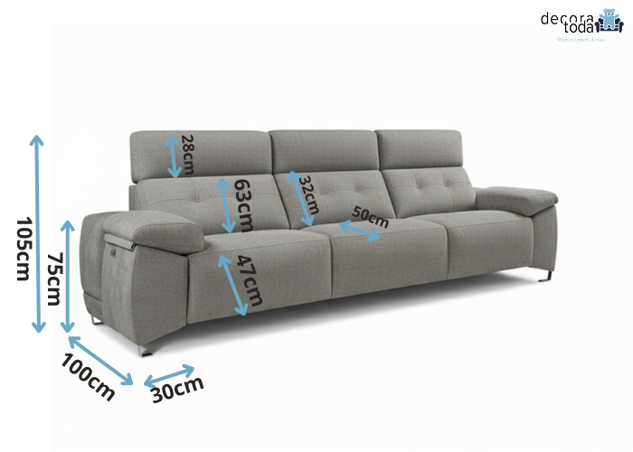 Sofá relax motorizado 3 asientos – Lux