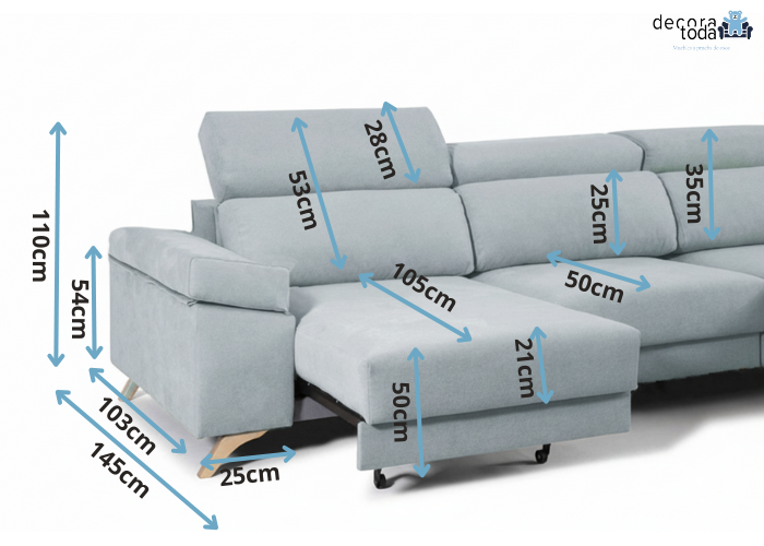 Sofá 3 asientos útil como cama  - Plaza