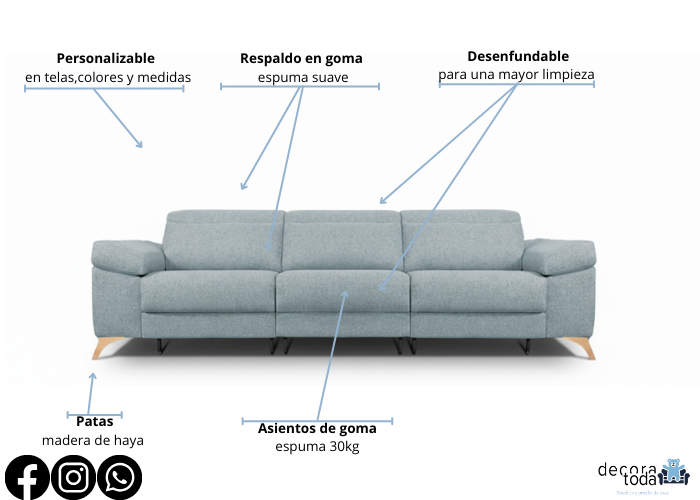Sofá 3 asientos útil como cama  - Plaza