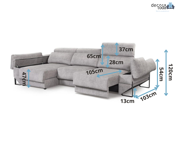 Sofá chaise longue deslizante útil como cama – Angelo