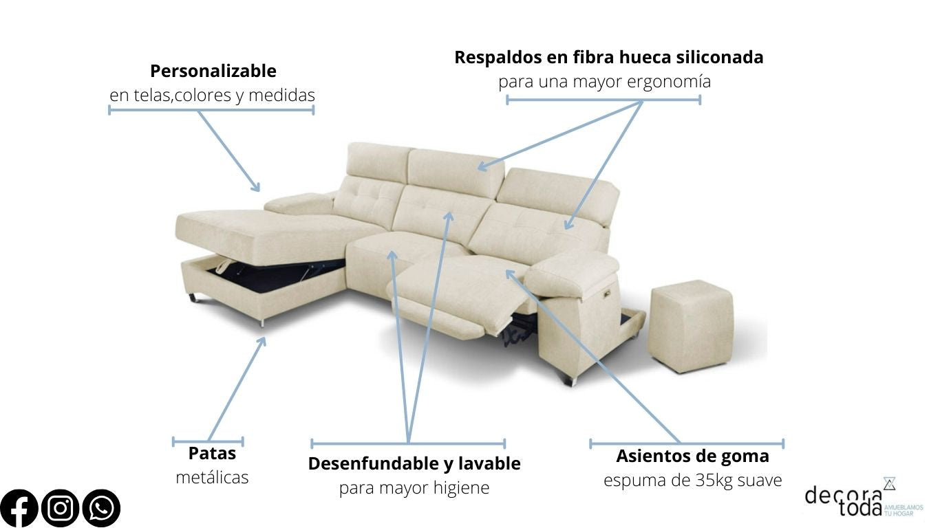 Sofá chaise longue relax – Lux