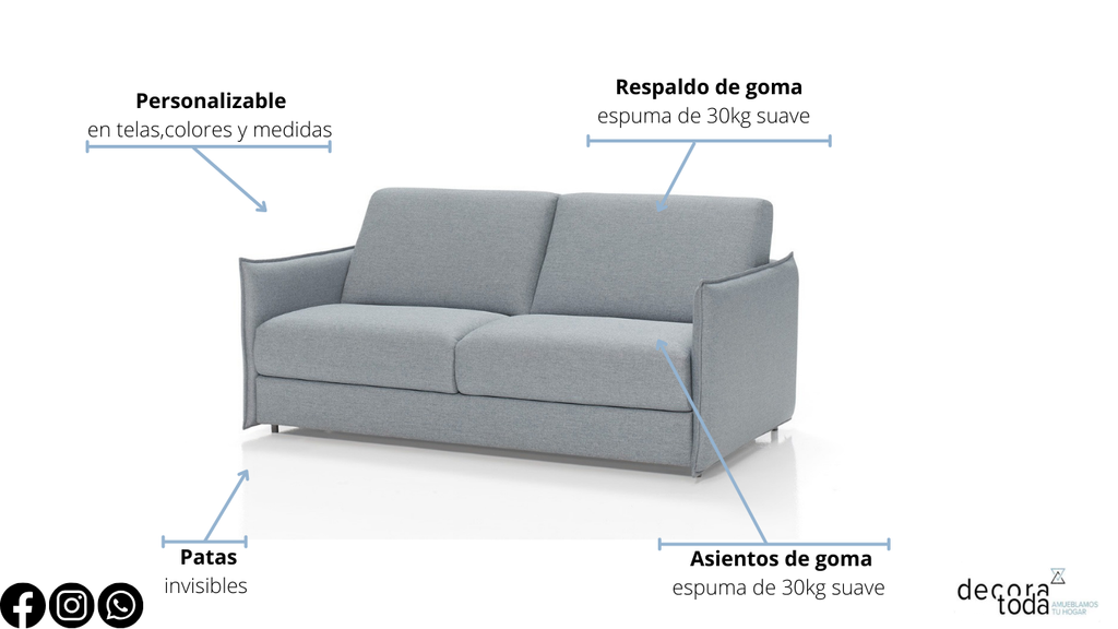 Sofá cama colchón 18cm – Emma