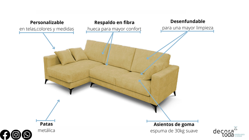 Sofá chaise longue – Erika