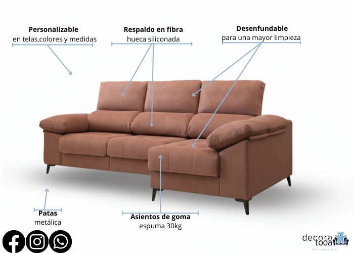 Sofá chaise longue deslizante útil como cama – Chicago