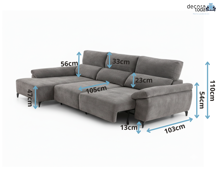 Sofá chaise longue deslizante – Milka