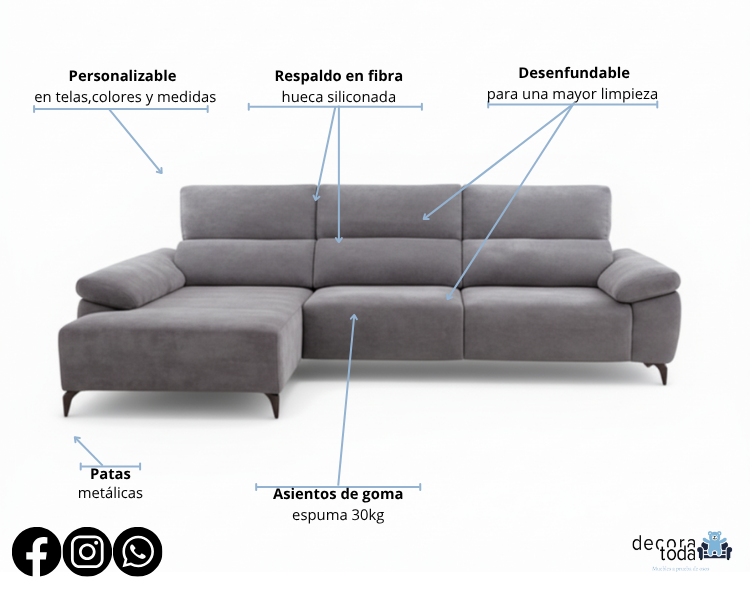 Sofá chaise longue deslizante – Milka