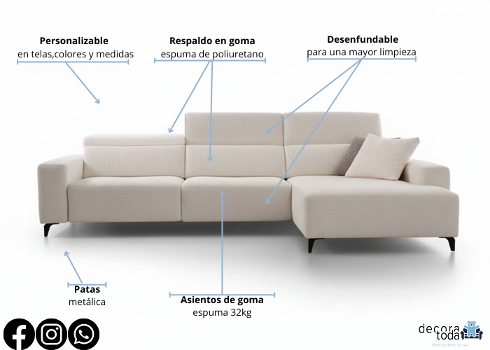 Sofá chaise longue deslizante – Yulia
