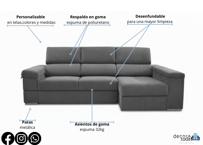 Sofá chaise longue deslizante útil como cama – Gala