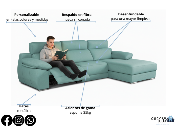 Sofá chaise longue relax – Carla