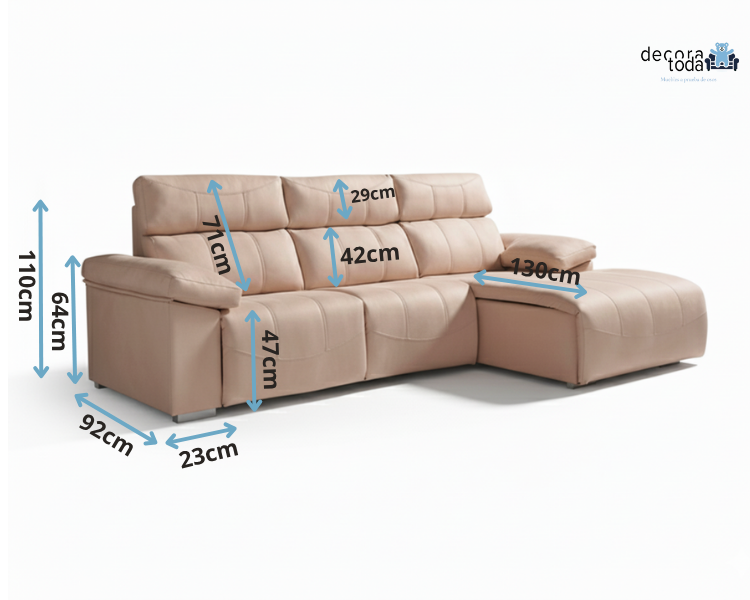 Sofá chaise longue relax motorizado – Edurne