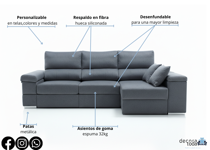 Sofá chaise longue deslizante útil como cama – Luxer