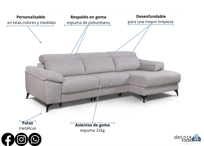 Sofá chaise longue deslizante útil como cama – Barny