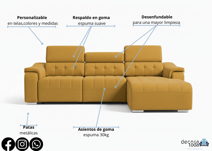 Sofá chaise longue relax eléctrico – Leandro