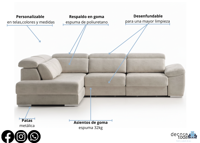 Sofá rinconero deslizante útil como cama - Oporto
