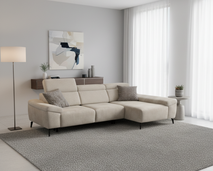 Sofá Chaise Longue con Asientos Deslizantes y Respaldo Reclinable – Nube