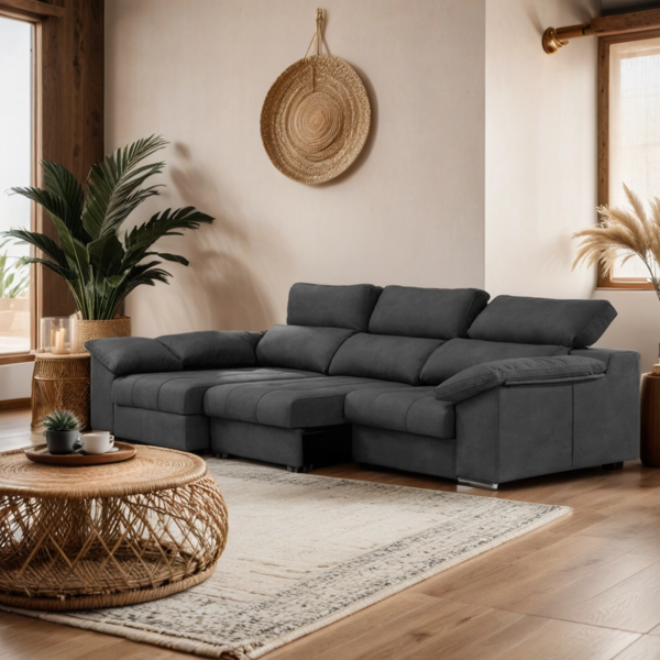 Sofá chaise longue deslizante útil como cama – Mulán