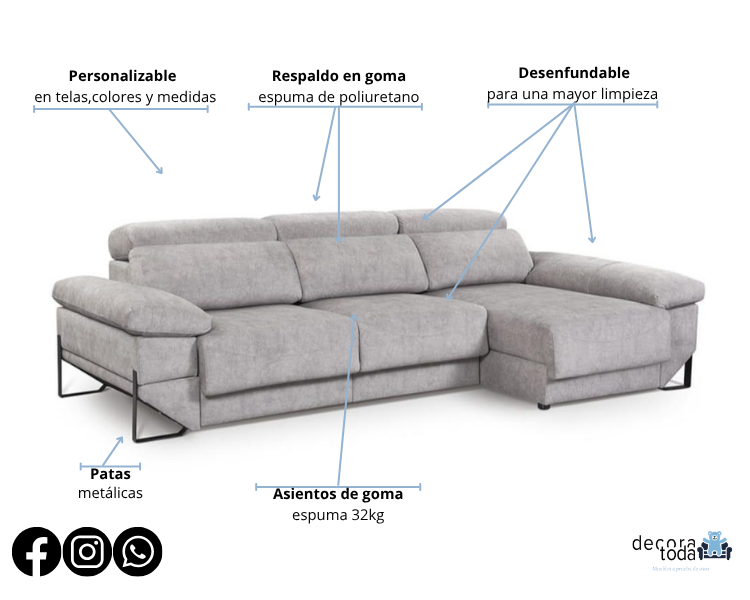 Sofá chaise longue deslizante útil como cama – Angelo