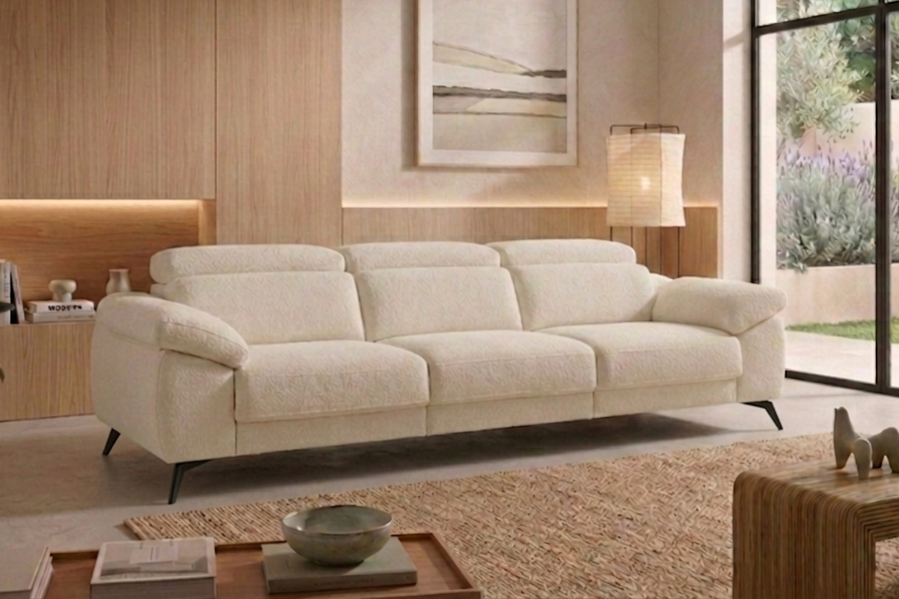 Sofá Valencia deslizante convertible en cama patas madera ambiente nórdico japónés