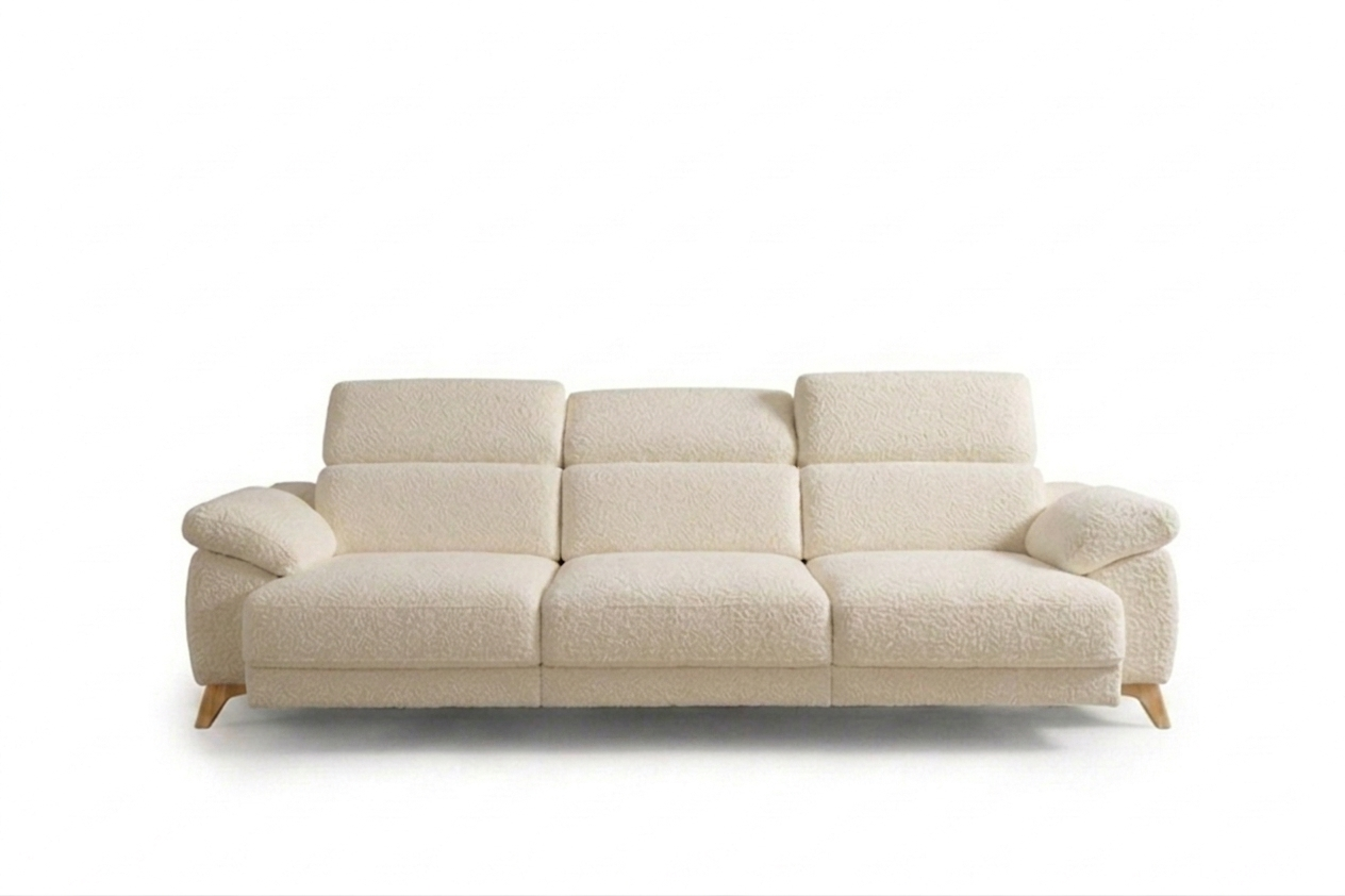 Sofá Valencia asientos extendidos convertible en cama 105 cm patas negro mate fondo blanco